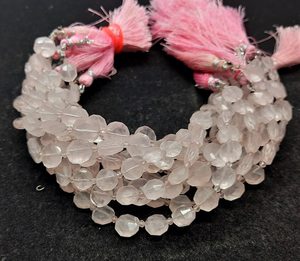 Perles de pierres précieuses en quartz rose naturel facettées en forme de pièce de monnaie, 8 à 9 mm, perles de quartz rose pour la fabrication de bijoux, collier, bracelet, en vrac - Product Image 6