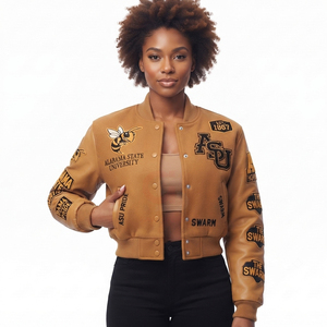 Chaquetas Varsity personalizadas para mujer, ligeras y cómodas, de gran venta, chaquetas premium para mujer con bordado HBCU, estilo crop top. - Product Image 5