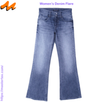 Jean décontracté pour femme, coupe évasée, taille haute, avec double bouton, poche arrière à rabat et détails rivets