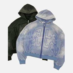 Sudadera con Capucha Personalizada con Lavado Ácido, de Forro Polar Grueso, Oversize, Lisa, Vintage, Desgastada, Estilo Urbano, para Hombre y Mujer - Product Image 3