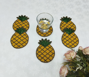 Posavasos de Piña Hechos a Mano con Cuentas, Lindos Mantelillos de Frutas Irregulares, Ecológicos, Modernos, Tamaño Personalizable - Product Image 3