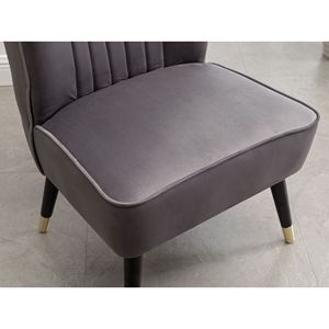 Poltrona d'Accento Elon in Velluto Grigio Contemporaneo per Soggiorno - Product Image 4