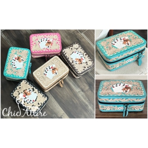 premium Design Floral Hand <b>Tooled</b> Leather Jewelry Organizer Box Real Genuine Cowhide Leather Cowgirl Gift Travel <b>Case</b> Handmade - Product Image 1