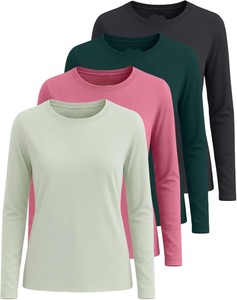 Camiseta de Punto de Manga Larga para Mujer, Cuello Redondo, Corte Regular, Informal, para Todas las Temporadas, 100% Poliéster, Secado Rápido, Manga Larga, OEM - Product Image 3