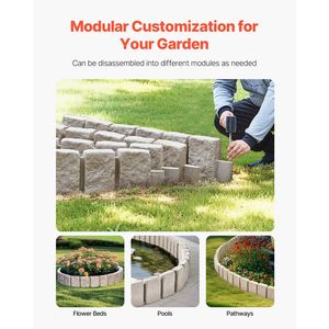 Bordatura per Giardino Realistica 47,2 x 9 con Picchetti Flessibili, Effetto Pietra, Dimensioni Mattoni - Bordura per Prato - Product Image 2