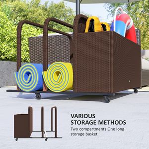 Organizzatore Galleggiante per Piscina in Rattan PE Marrone con Ruote - Product Image 5