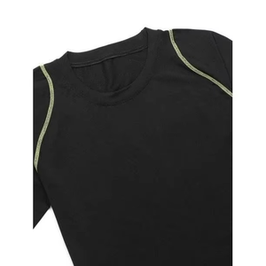 T-shirt de compression pour homme à col rond, coupe classique, uni, séchage rapide, respirant, manches courtes, tricoté sur le devant, idéal pour la gym et le fitness - Product Image 4