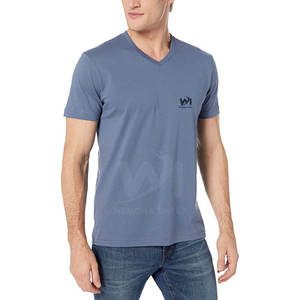 T-shirt col V 100% coton uni pour homme, confortable, grande taille, coupe ample, vêtements décontractés pour homme, prix bas. - Product Image 2