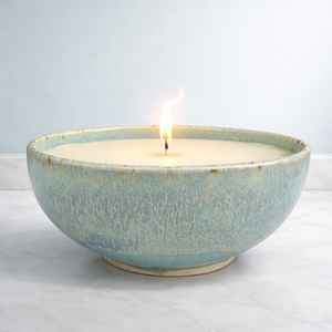 Coastal Wave Ceramic Candle Vessel Wide Deep Bowl Thick Durable Heat Resistant Smooth Glaze Single Wick Premium Home Decor - Product Image 2