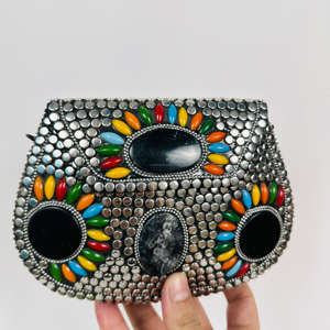 Sac à bandoulière vintage en aluminium plaqué or style arc-en-ciel, fait main, sculpture moderne polie, sac à main - Product Image 3