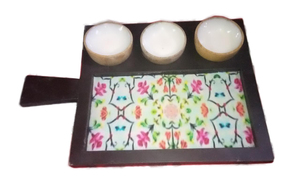 Rectangular Wooden Serving Tray with Floral Pattern Bohemian Design Tableware Storage Trays Varnished Finish Wooden Platter bowl - Product Image 6