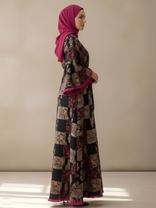 Abaya longue en coton faite à la main de haute qualité, à manches longues, col évasé, coupe ample, respirante, pour tenue décontractée ou de fête, multi-usages, vente en gros - Product Image 3