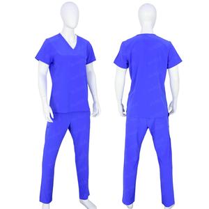 Uniforme Médico Azul Marino para Mujer con Logotipo Personalizado, Conjunto de Uniforme de Enfermería Elástico con Cuello en V, Ropa de Trabajo para Médicos y Profesionales de Spa - Product Image 1
