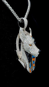 Pendentif Vintage 3D émail Moissanite diamant glacé 3d Anime cheval en argent 925 pendentif Moissanite Hip Hop pour chaîne à maillons cubain - Product Image 5