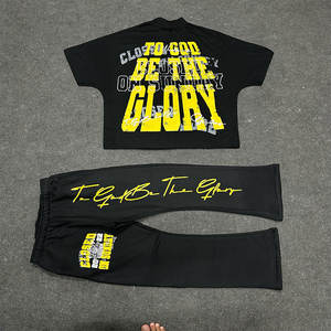 Ensemble de survêtement pour homme, couleur unie, imprimé en relief, deux pièces, sweat-shirt et pantalon de survêtement - Product Image 3