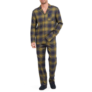 Men's Plaid Flannel Pajama Set Long Sleeve Button <b>Down</b> Shirt And Pants Cotton Sleepwear Autumn Casual Wear - Product Image 6