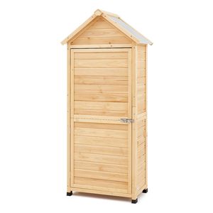 Grand abri de jardin en bois pour outils avec plancher verrouillable et rangement étanche, type abri métallique - Product Image 1