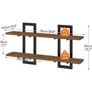 Set di Mensole Galleggianti a 2 Livelli da 15 Pollici per Bagno e Soggiorno, Montaggio a Parete - Product Image 3