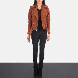 Nouvelle collection hiver 2026 : Blouson aviateur en cuir d'agneau véritable, respirant, confortable et chaud, pour femme, avec rembourrage en coton. - Product Image 2
