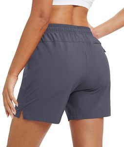 Women's Quick Dry Athletic Shorts Solid Colour With Drawstring <b>Elastic</b> Waist Sporty Golf Running Workout Outdoor Active Wear - Product Image 2