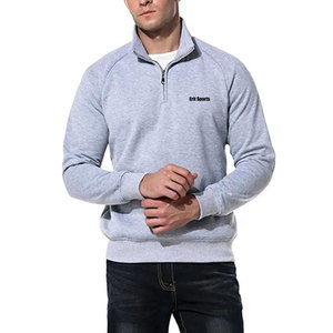 Sweat-shirt pour homme de haute qualité, col montant, fermeture éclair quart, coton/polyester respirant, vente en gros - Product Image 5