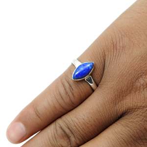 925 Sterling Silver Stackable <b>Ring</b> Comes With Bezel Setting Lapis Lazuli Gemstone Pretty Marquise Shape Trendy Fashion <b>Boho</b> <b>Ring</b> - Product Image 5