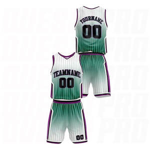 Uniformes de Baloncesto Deportivos a Rayas, Transpirables y Ecológicos de Fantasy Wear, 100% Poliéster, Tallas Personalizadas para Adultos - Product Image 1