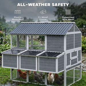 77\" Large Outdoor Wooden Chicken Coop Nesting Boxes Waterproof Roof New Poultry <b>Cage</b> Run for 6-8 Chickens <b>Rabbits</b> Layer <b>Cage</b> - Product Image 6