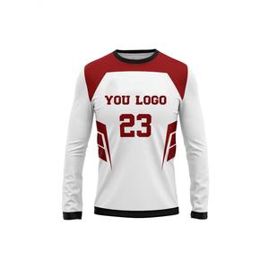 Camiseta de Baloncesto Personalizada Roja y Blanca de Manga Larga, Jersey Deportivo Sublimado con Diseño Personalizado, Uniformes de Equipo - Product Image 3