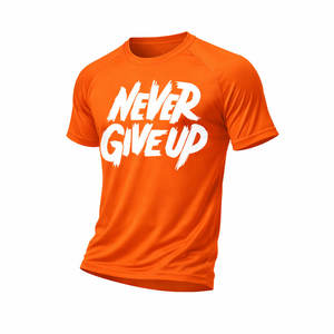 T-shirt de sport pour hommes avec motif « Never Give Up », respirant, pour l'entraînement physique, la musculation et le sport - Product Image 2