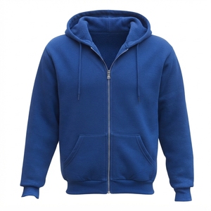 Sudadera con capucha de forro polar grueso con cremallera completa, capucha con cordón ajustable y puños acanalados - Product Image 1