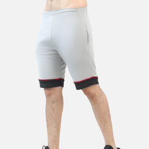 Shorts de sport gris premium pour hommes, séchage rapide, respirants, avec bordure contrastée et cordon de serrage à la taille, pour entraînement décontracté - Product Image 4