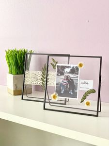 Decorative <b>Gold</b> Metal & Glass Rectangle Photo <b>Frame</b> with Glass Hanging Wall Decor for Home Decoration Customized Glass <b>frame</b> - Product Image 4