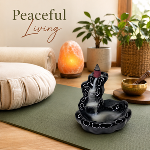 Handmade Ceramic Backflow <b>Incense</b> Burner with 1 Waterfall Smoke Cascade <b>Cone</b> Holder | Aromatherapy Home Decor Meditation Yoga - Product Image 3