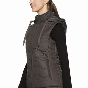 Gilet matelassé décontracté pour femme, veste d'hiver légère sans manches, respirante en nylon, rembourrage chaud, col montant, coupe-vent - Product Image 3