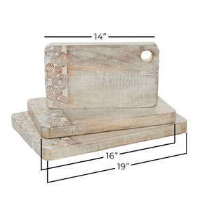 Wooden Chopping Blocks Rectangle Set With Floral Carving Handle Kitchen <b>Board</b> Combination Package - Product Image 3