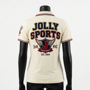 Camiseta Polo de Piqué de Algodón de 220 GSM para Mujer, Beige, Manga Corta, Cuello de Canalé en Contraste, Logotipo Bordado Personalizado, Camisetas Polo para Mujer - Product Image 3