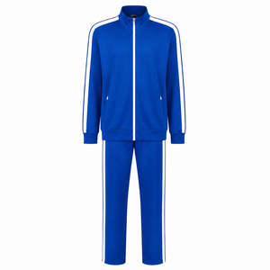 Unisex Tracksuit Set Sporty Zip Up Jacket <b>and</b> Pants <b>Striped</b> Stand Collar Adult 2 Piece - Product Image 2