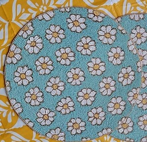 High Demanded Floral Glass Seed Beaded <b>Table</b> <b>Mat</b> For Event Home Festive Dining Coffee Placemat Stylish Dining Ethnic Ornament - Product Image 4