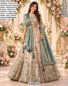 Ensemble de luxe en soie Lehenga Choli pour femmes – Disponible en options cousues et non cousues - Product Image 3