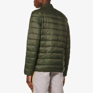 Chaqueta acolchada verde oliva para hombre, cuello alto, cierre de cremallera, a prueba de viento, informal, ajustada, de poliéster. - Product Image 3