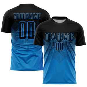 Custom Men's Soccer Jersey Set Black Blue Gradient Sublimated Moisture Wicking Crew Neck Short Sleeve <b>Athletic</b> Fit Adult Uniform - Product Image 2