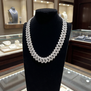 Luxury Moissanite <b>Statement</b> <b>Necklace</b> 925 Silver Rhodium Plated Baguette Cut Link Chain Geometric Design Party Unisex - Product Image 4