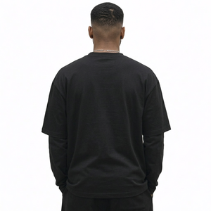 Camisetas de manga larga a capas para hombre, estilo urbano, de algodón, oversize, con bordado de chenilla, para venta al por mayor, producción OEM - Product Image 3