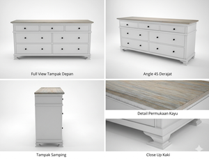 Commode en teck massif Remodern à 7 tiroirs, durable, écologique, minimalisme architectural audacieux, finition naturelle, chambre à coucher moderne - Product Image 6