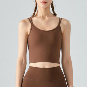 Women's Solid Color <b>Crop</b> <b>Top</b> Tank <b>Top</b> Sleeveless Square Collar Breathable Spandex Nylon Fitness Wear Regular Fit All Seasons - Product Image 2