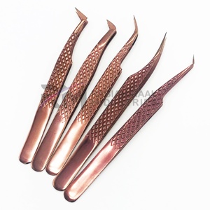 Pince à épiler pour cils RMI en or rose, pointe lisse, acier inoxydable, précision pour extensions de cils, modèle 14 cm/12 cm - Product Image 6
