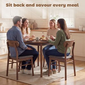 Set of 4 Gray Dining <b>Chairs</b> Upholstered with <b>Padded</b> Seat and Rubberwood Legs for Kitchen and Dining Room - Product Image 4