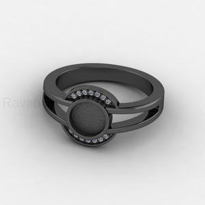 Bague en argent 925 de qualité supérieure, plaqué or 14 carats, avec sertissage cabochon rond de 7 mm et accent CZ, pour bijoux DIY en résine et souvenirs - Product Image 5