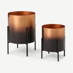 Macetero Decorativo de Metal Dorado Estilo Nórdico Antiguo, Maceta Martillada con Soporte Metálico para Decoración de Jardín Interior y Exterior - Product Image 2